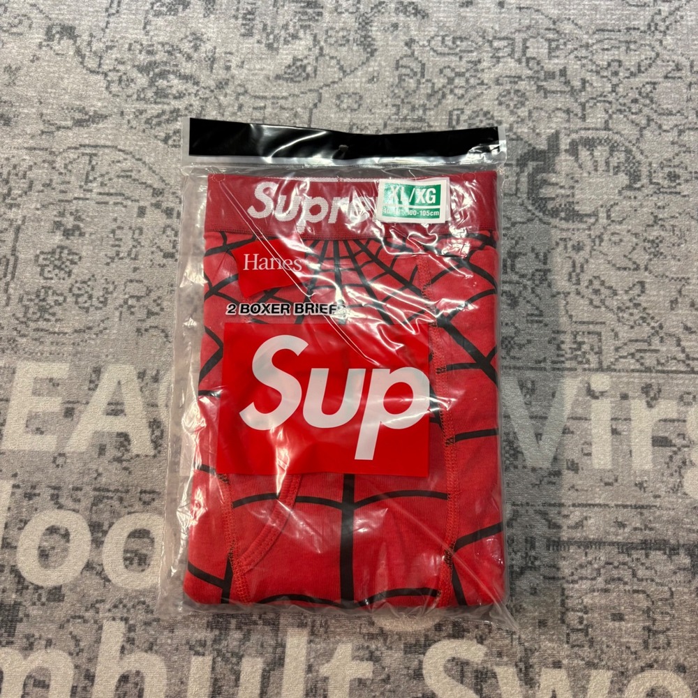 Supreme Hanes Spider-Man Boxer Briefs 2-Pack Red Web Marvel XL SS26A66